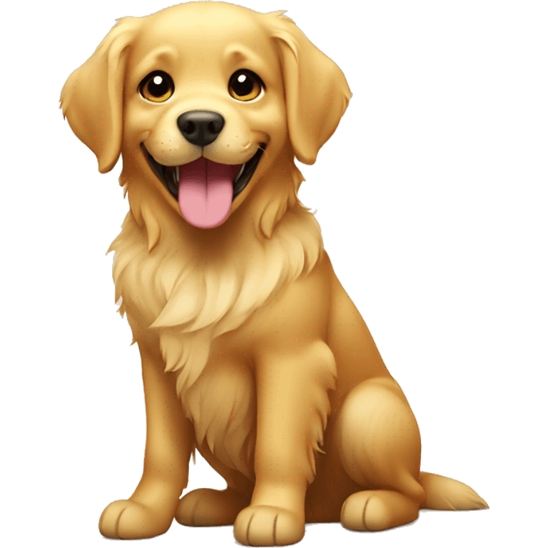 Golden retriever with cute smile emoji