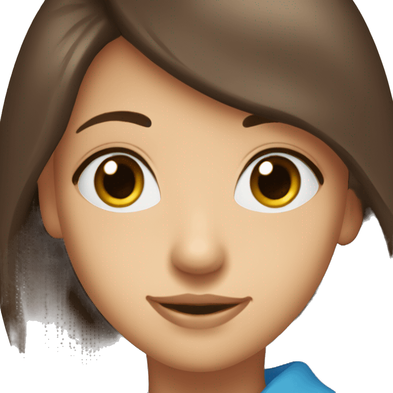 jeune demoiselle de 16ans brune avec les yeux blue qui souris emoji