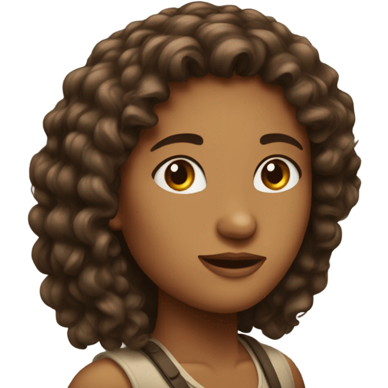 Femme avec des cheveux bouclés brun foncé très long  emoji