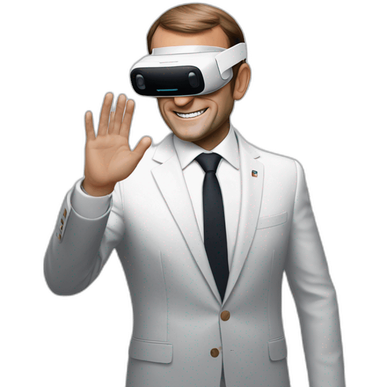 President Macron with oculus quest white emoji