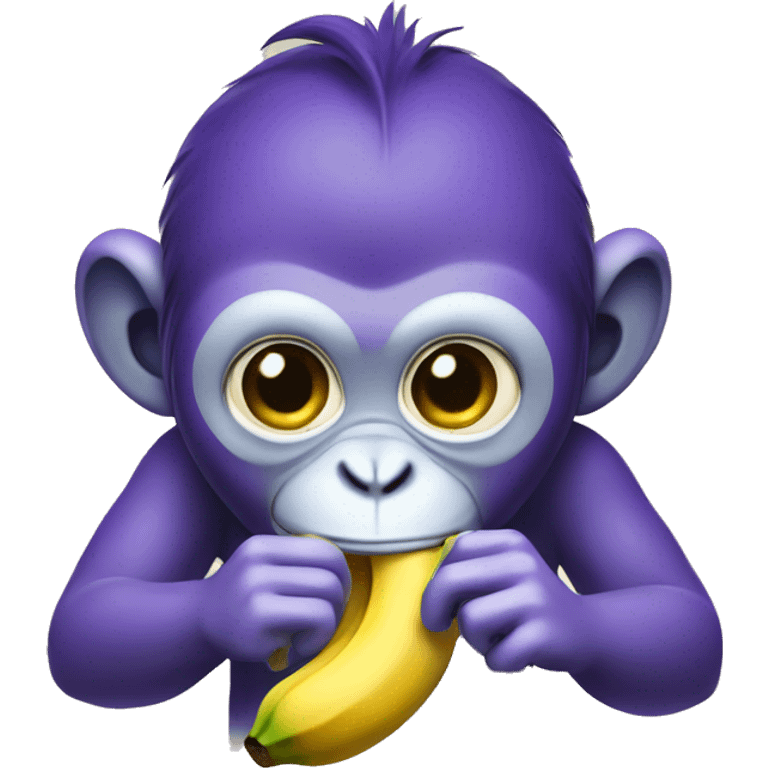 Purple monkey eats a banana emoji