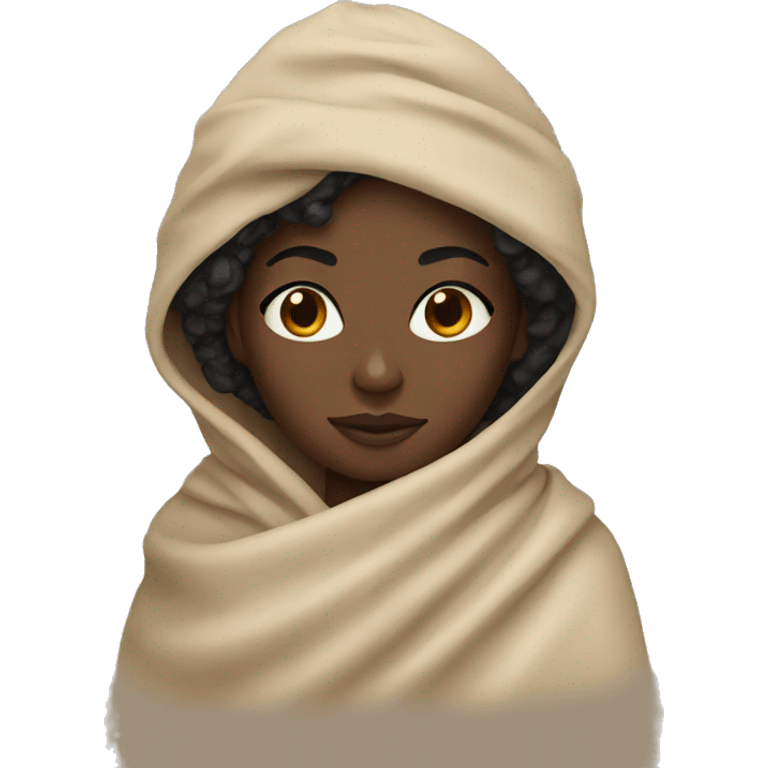 Black girl wrapped in beige blanket  emoji