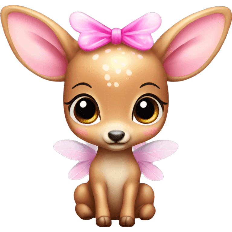 baby deer with fairy wings and a pink bow around its neck  emoji