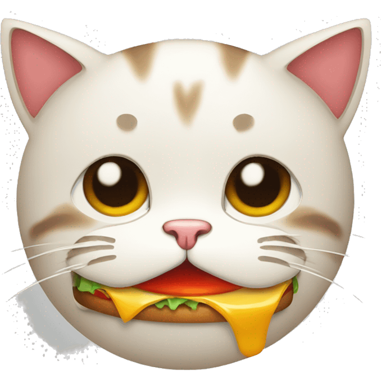 cat that is angry and eating a hamburger emoji