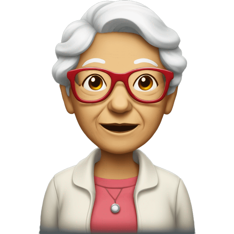 old lady with red glasses walking  emoji