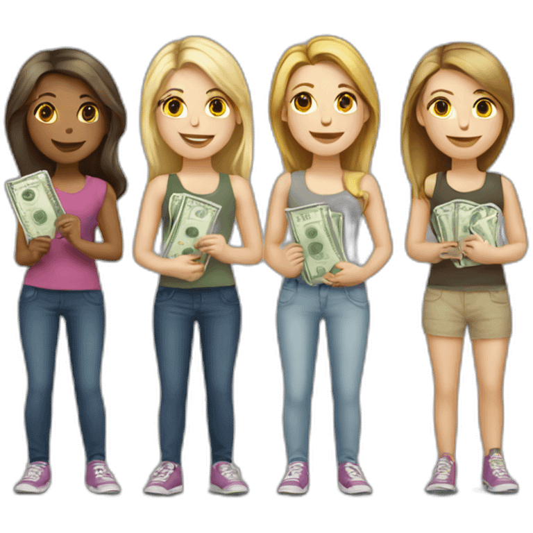 group-of-white-girls-with-money emoji