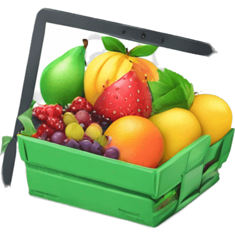 Laptop screen with web ecommerce fruit money emoji