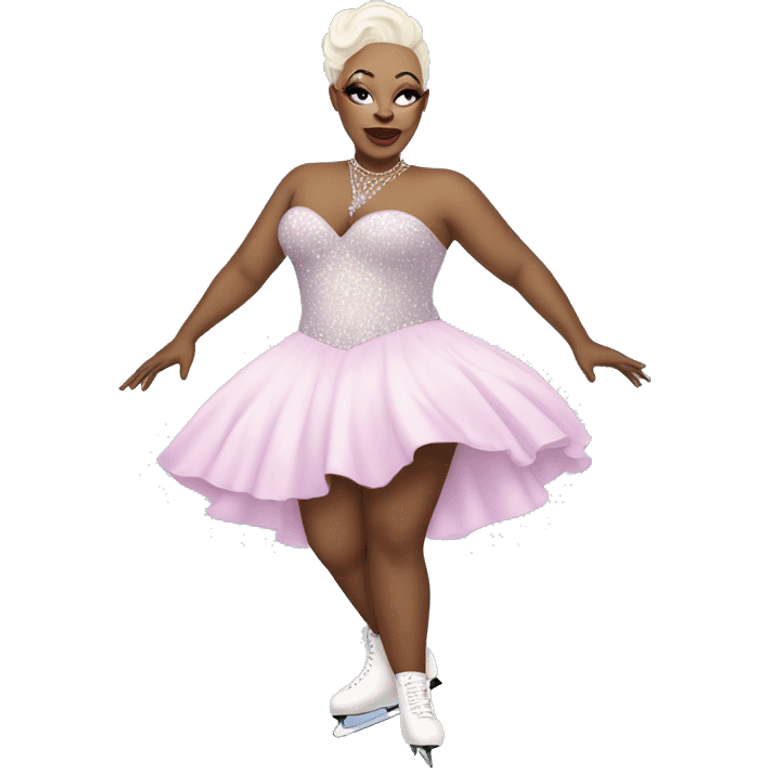 bald black and fat drag queen ice skating emoji