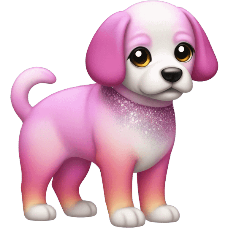 Pink ombre full body dog with glitter emoji