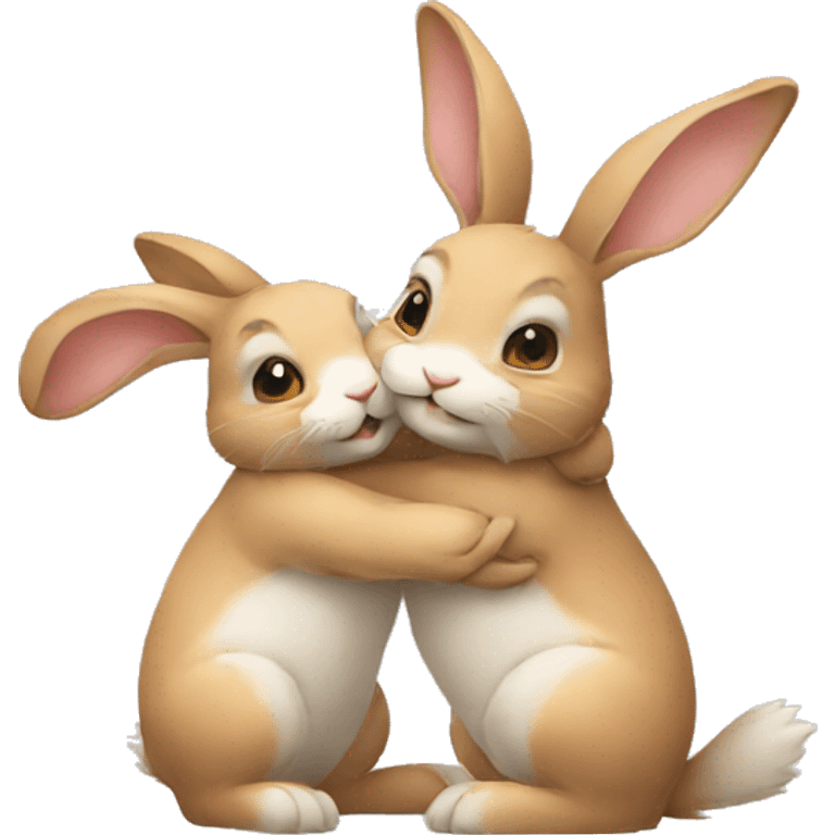 Two rabbits hug each other  emoji