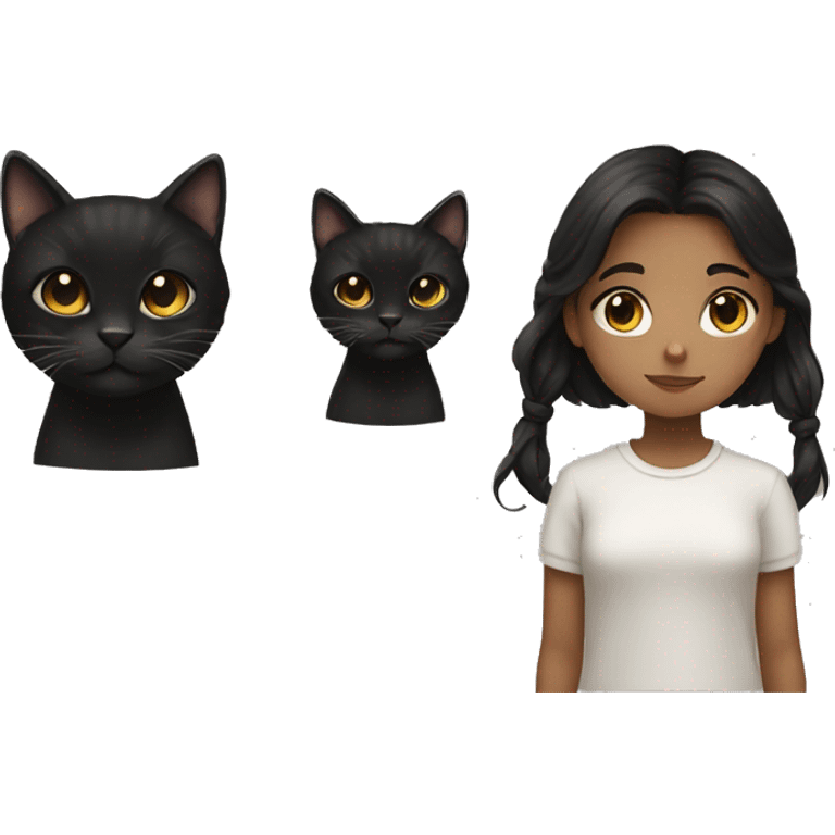 Brown-eyed girl with dark hair and a black cat emoji