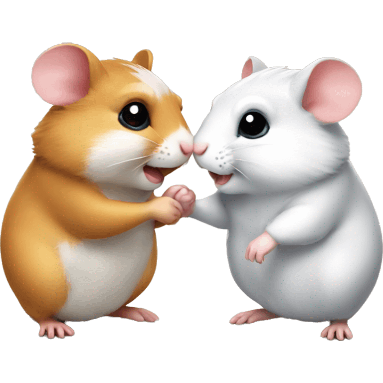 two hamsters giving handshake  emoji