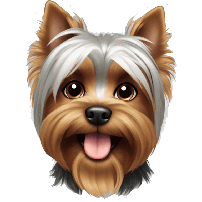 Dog Yorkshire terrier happy brown and silver color  emoji