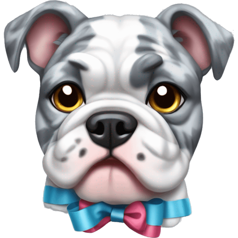 Blue Merle bulldog with bows emoji