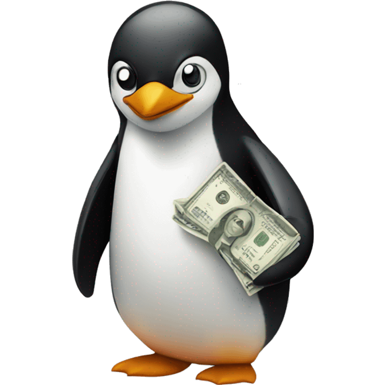 penguin holding money emoji