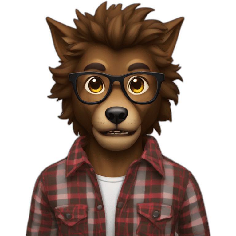 werewolf with glasses and plaid shirt emoji