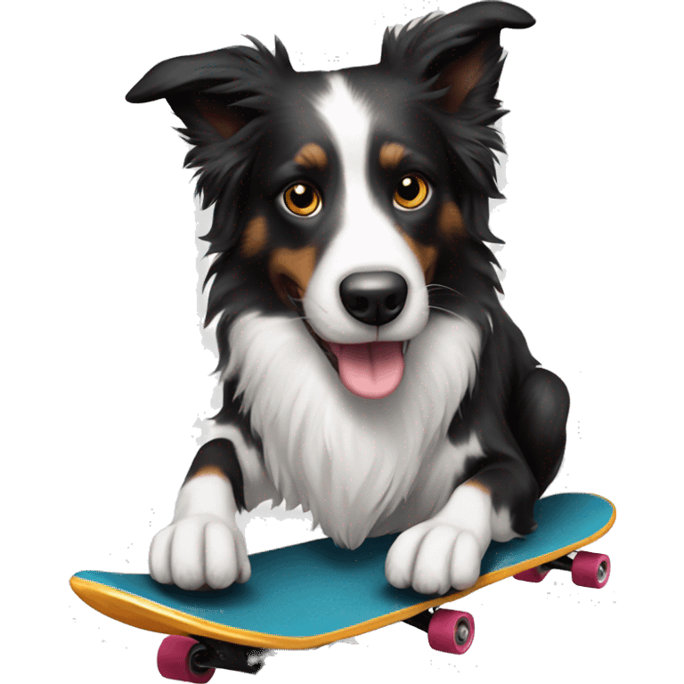 Border collie dog on skateboard  emoji