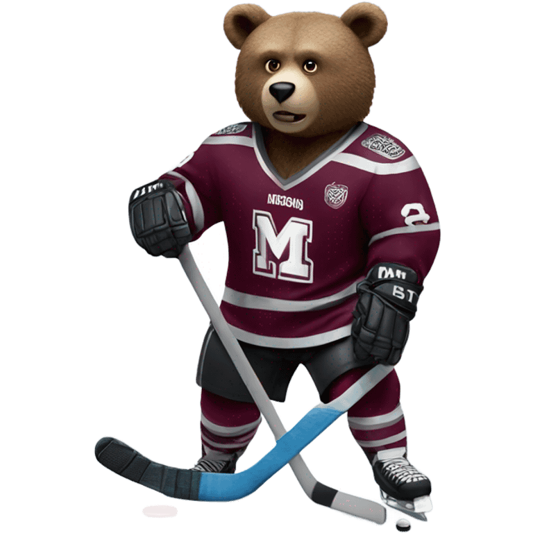 Bear playing hockey maroon jersey “Missouri state” emoji