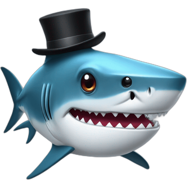 Shark with a top hat emoji