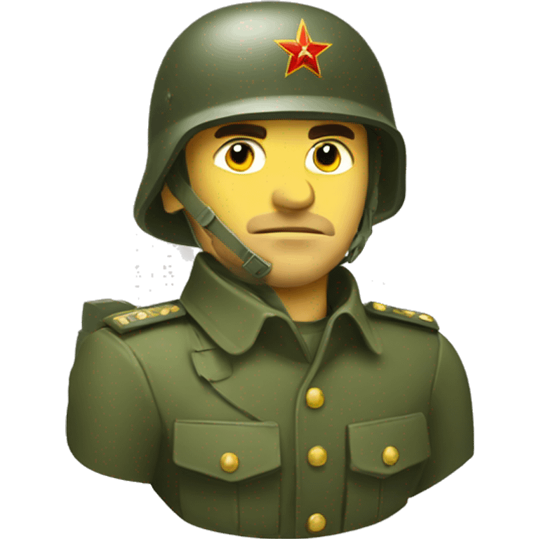 ussr soldier serious with military helmet emoji