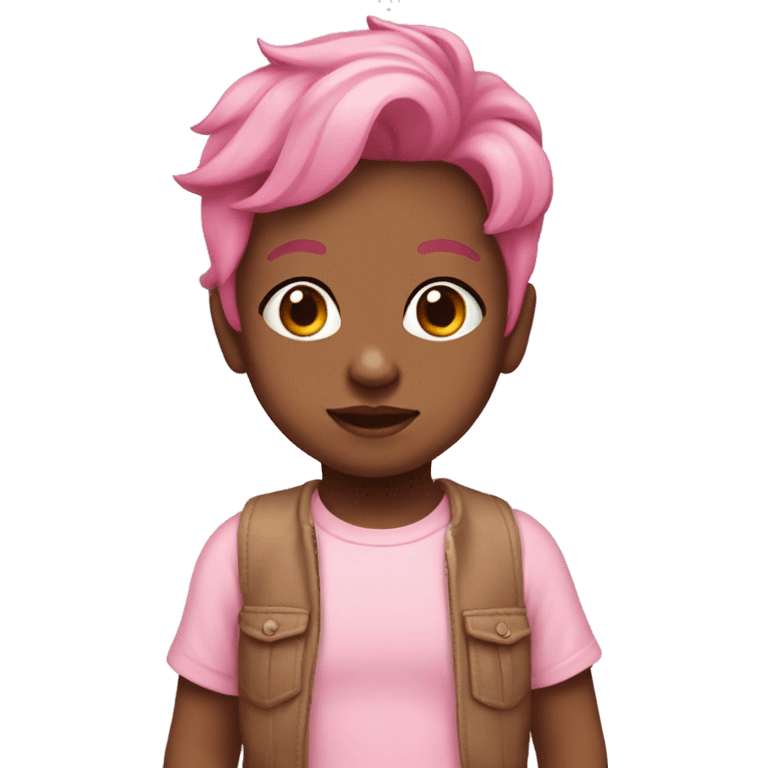 Brown baby with pink hair and pastel pink clothes  emoji