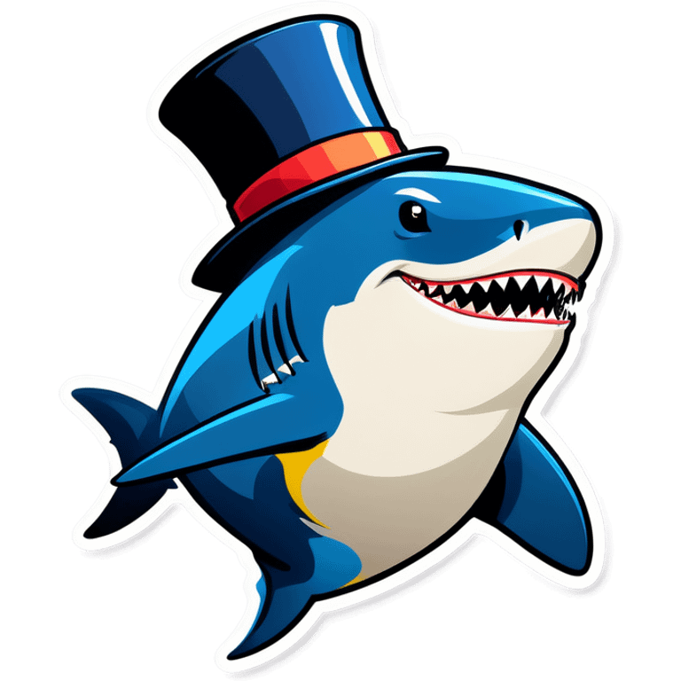 Shark with a top hat emoji