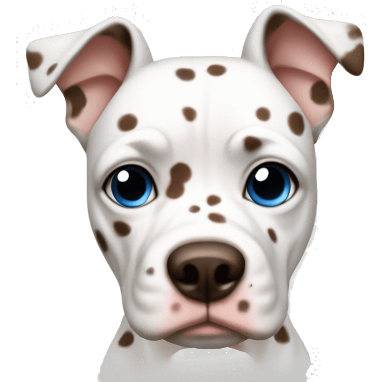 Blue eyed White Pocket Bully with brown spots emoji