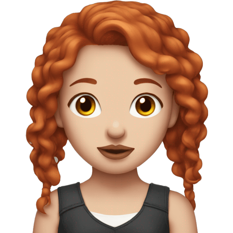 Red haired girl with septum piercing holding English Staffordshire  emoji