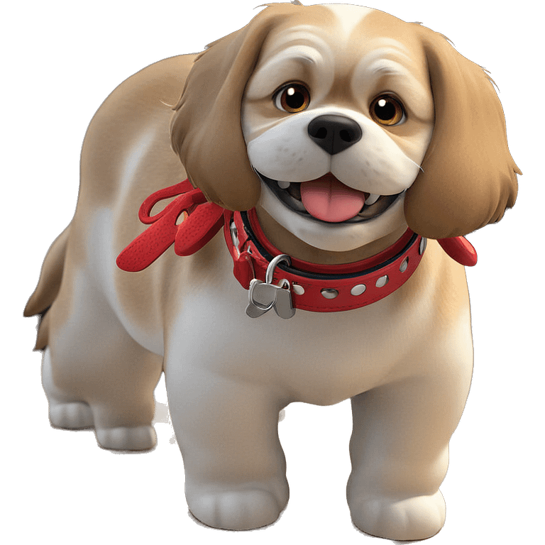 dog with red collar indoors emoji