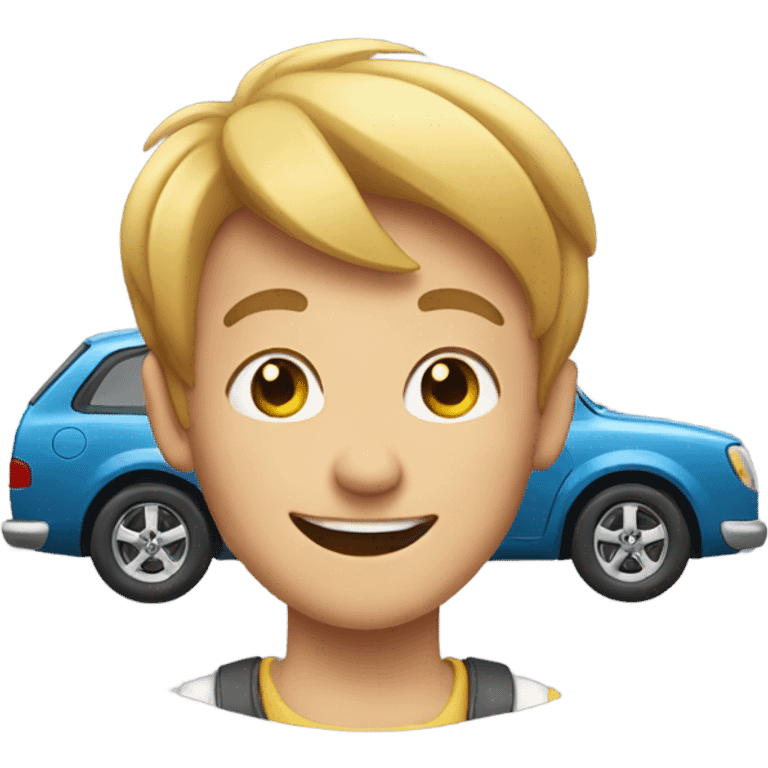 happy boy by a car emoji