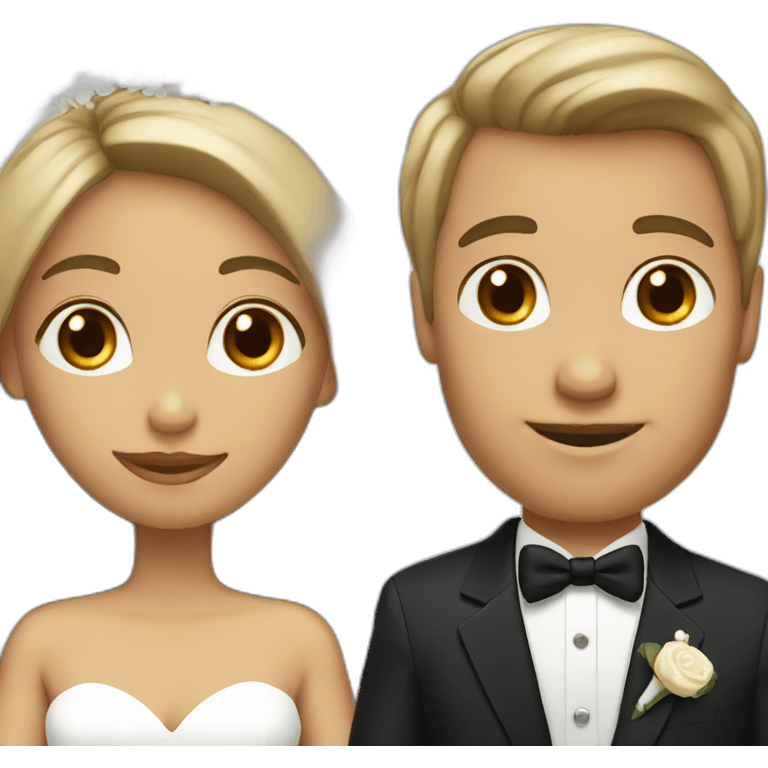 Tan Woman with dark brown hair and man with blonde hair getting married emoji