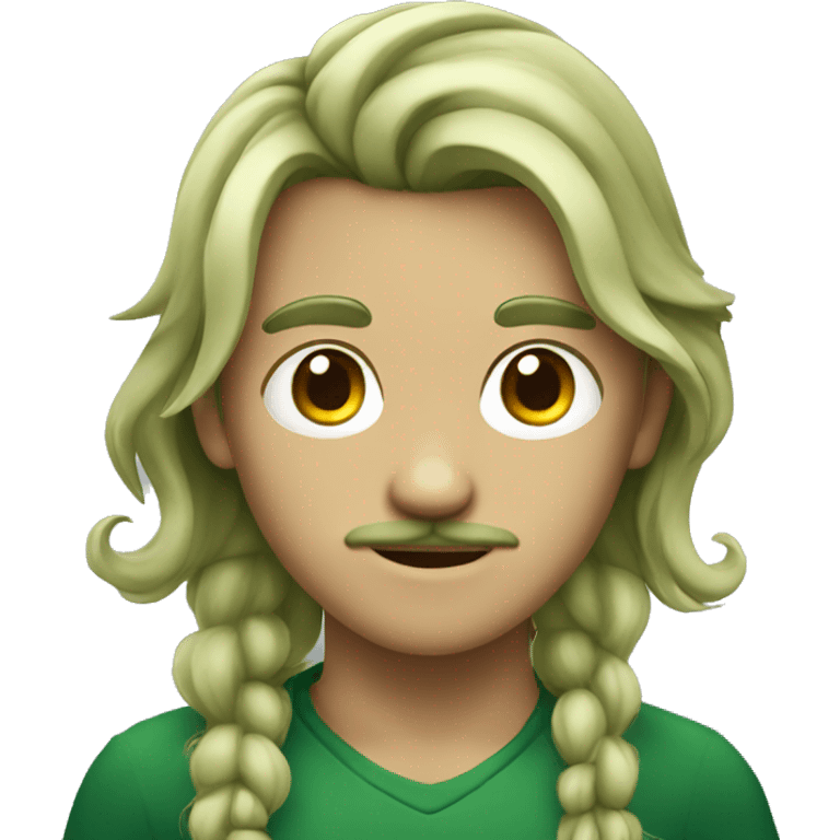 boy green skin with moustache and long hair emoji