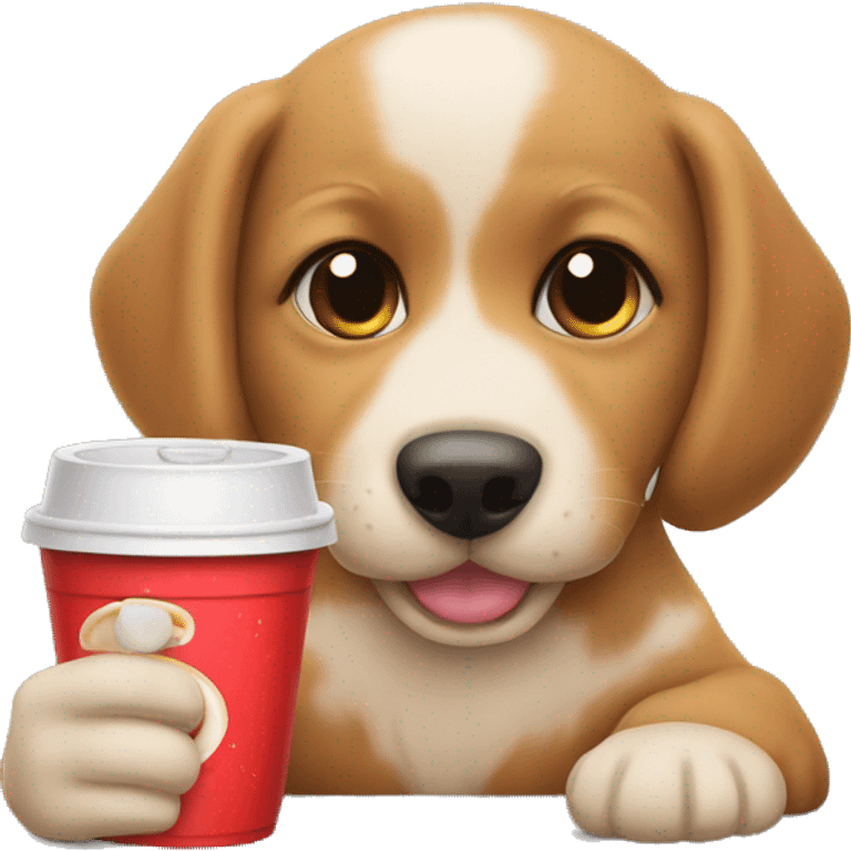 Puppy drinking pupchino emoji