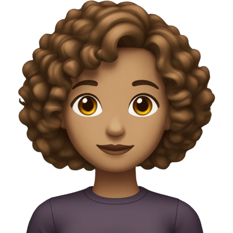 girl with light brown skin and medium curly brown volumous hair at shoulder length  emoji