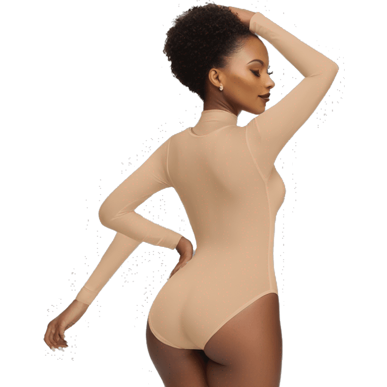 brown long sleeve closed neck shapewear bodysuit emoji