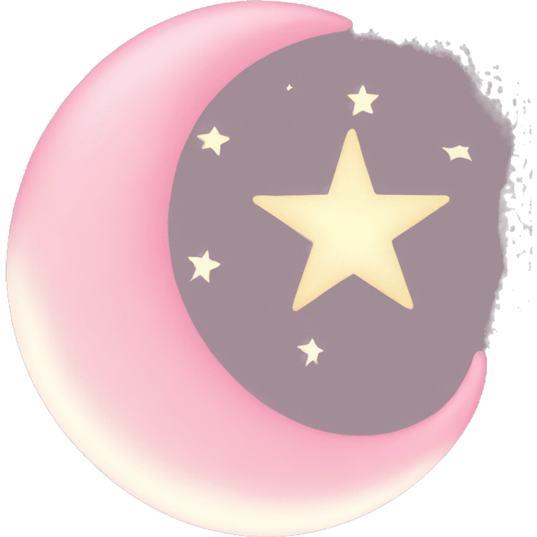 Light pink crescent with light pink moon and star  emoji