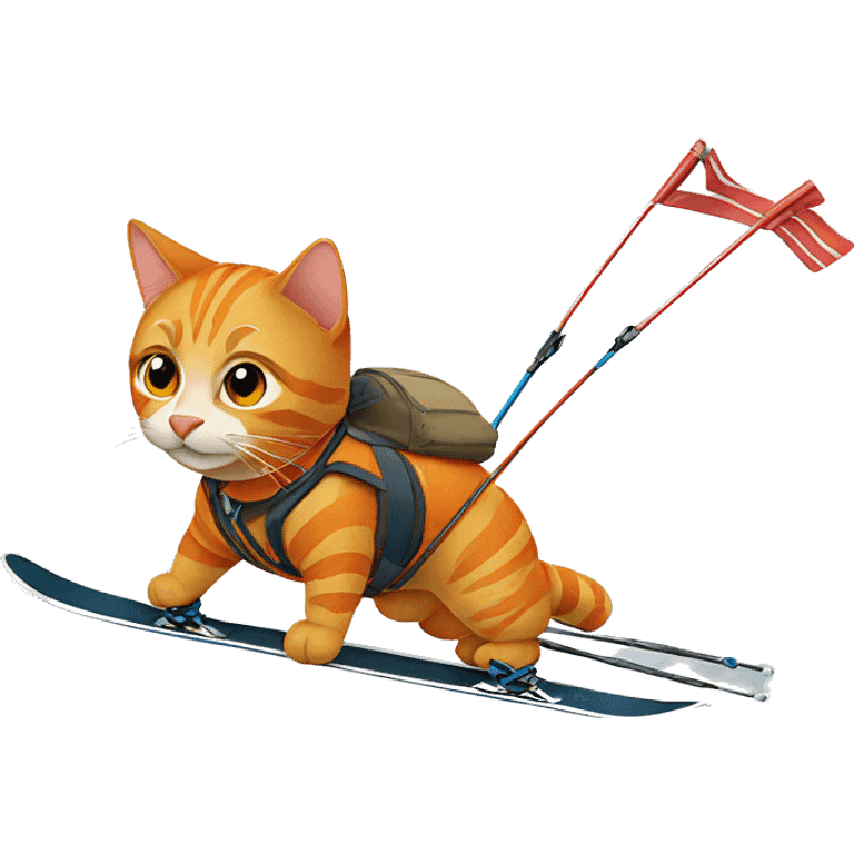 Orange tabby skiing emoji