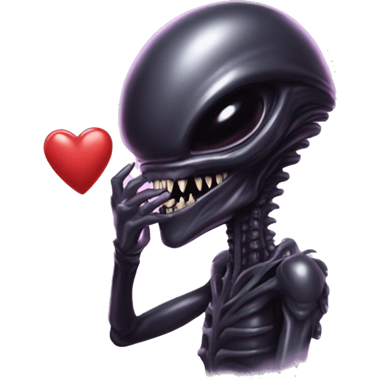  xenomorph alien in love, hearts emoji