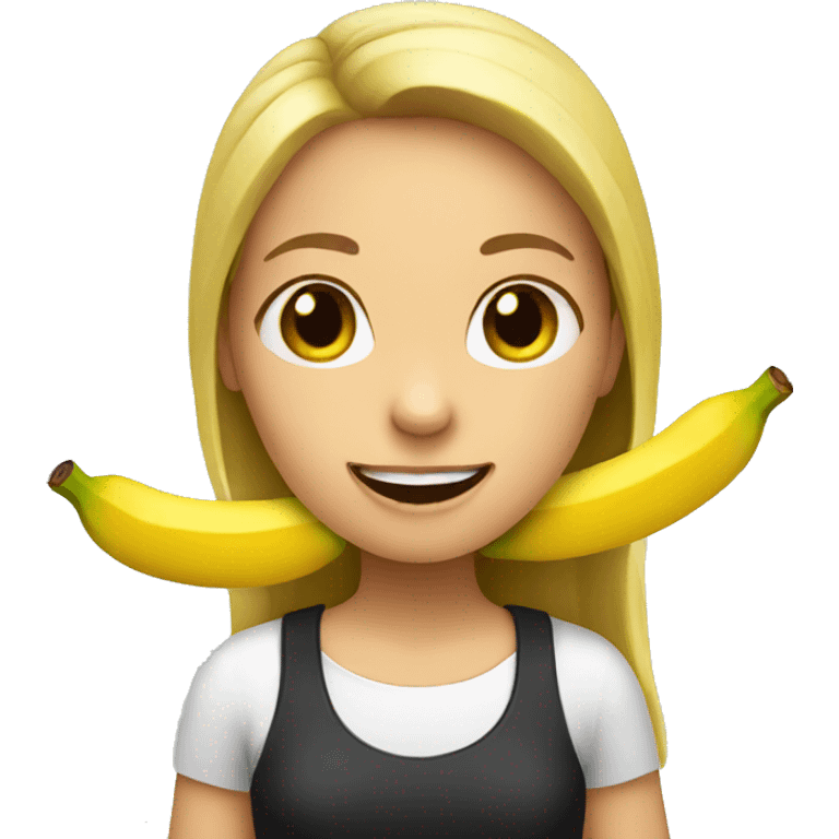 Girl eating banana emoji