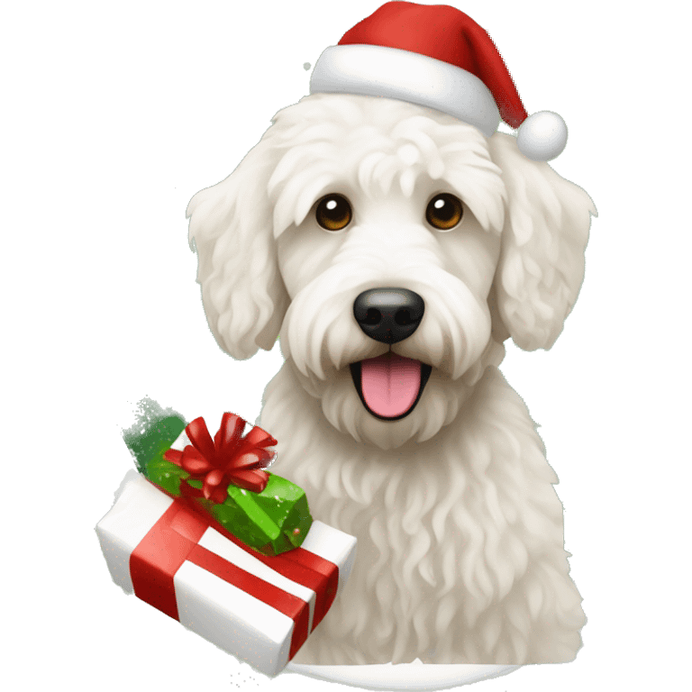 Witte Mini labradoodle kerst emoji