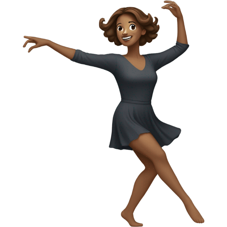 brown haired woman dancing emoji