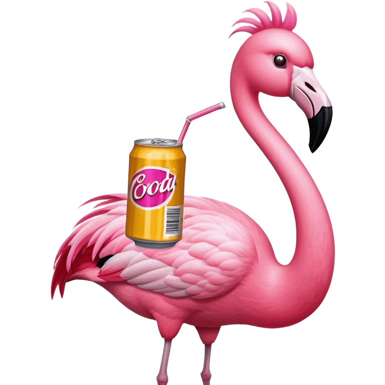 Flamingo taking a soda emoji