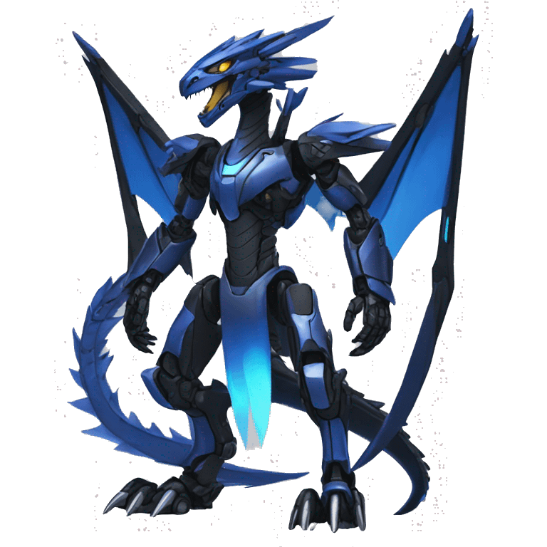  Cool Edgy Futuristic Black Blue Digimon-Fakemon-Raptor-Dragon-Mecha full body emoji