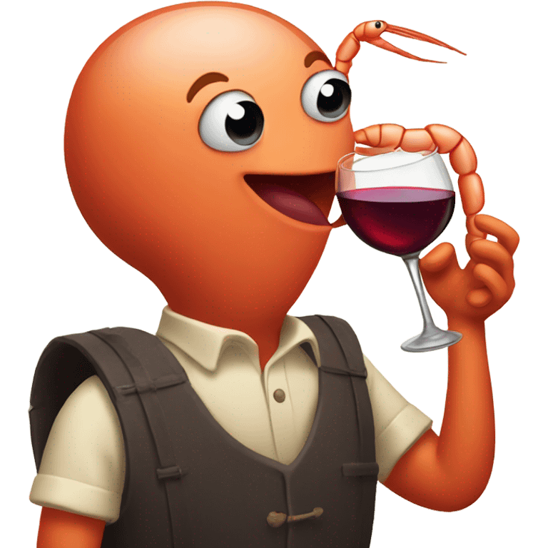 shrimp drinking wine emoji