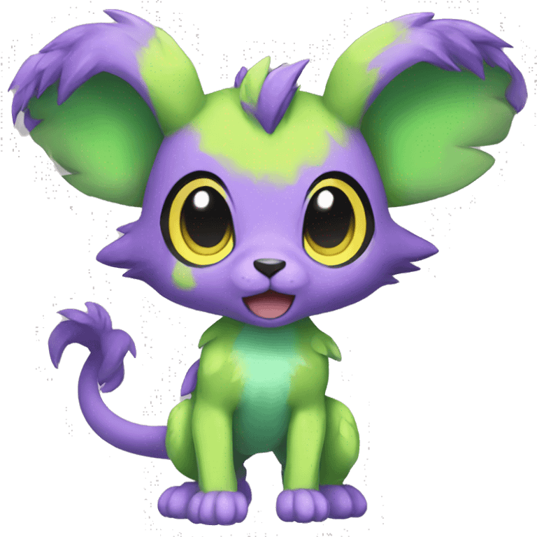 Cute cool green purple yellow animal hybrid Fakemon full body emoji