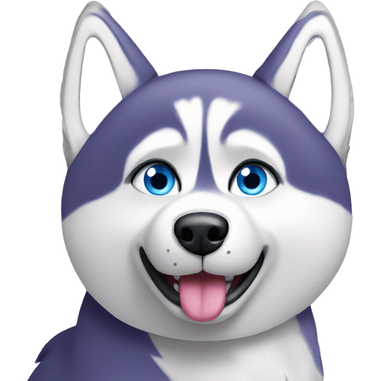 husky with blue eyes and purple collar  emoji