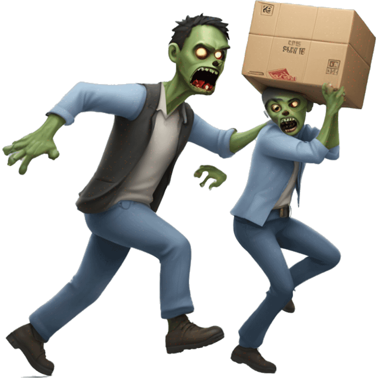 Zombie chasing delivery man emoji