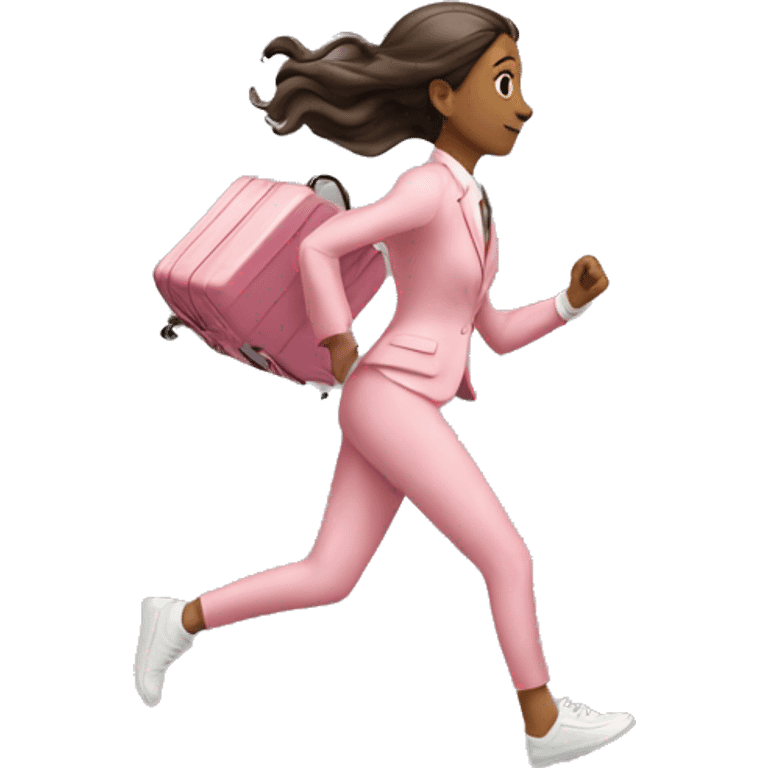 Girl running with light pink suit case emoji