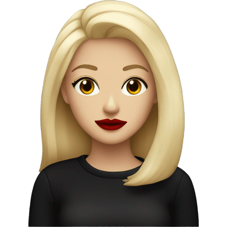 blondie woman with red lips and in black sweater emoji