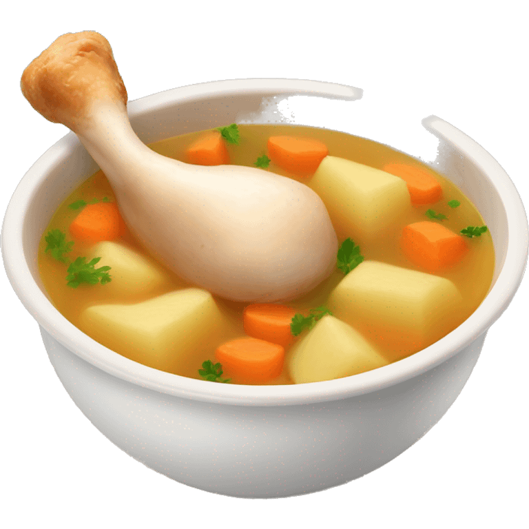 Chicken drumstick soup with potatoes and carrots emoji